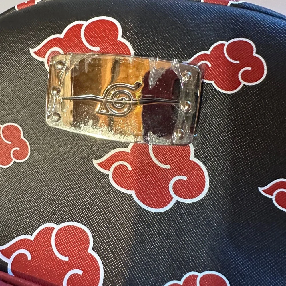 Bioworld Naruto Akatsuki Sasuke Red Cloud Faux Saffiano Leather Mini Backpack OS